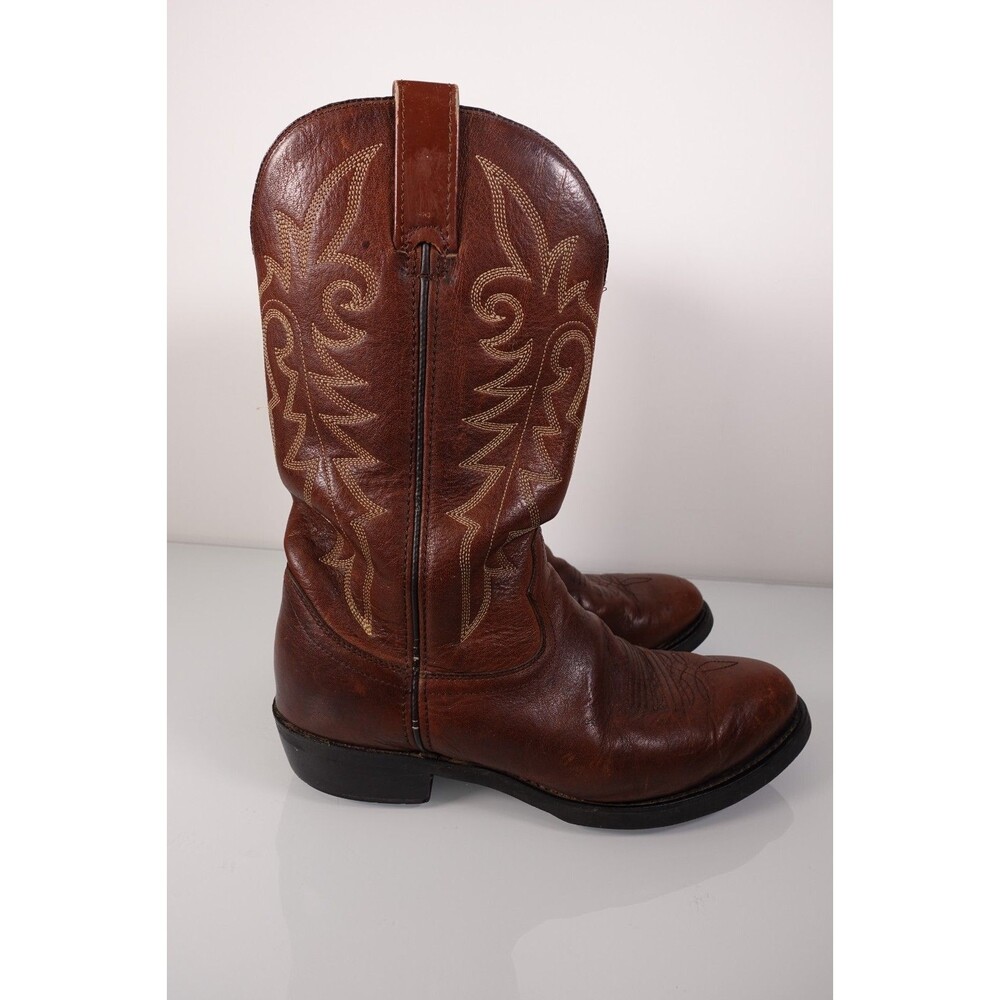 Durango Men's Cowboy Boots Brown Size 8 1/2D Stitching Distressed Western SW4204